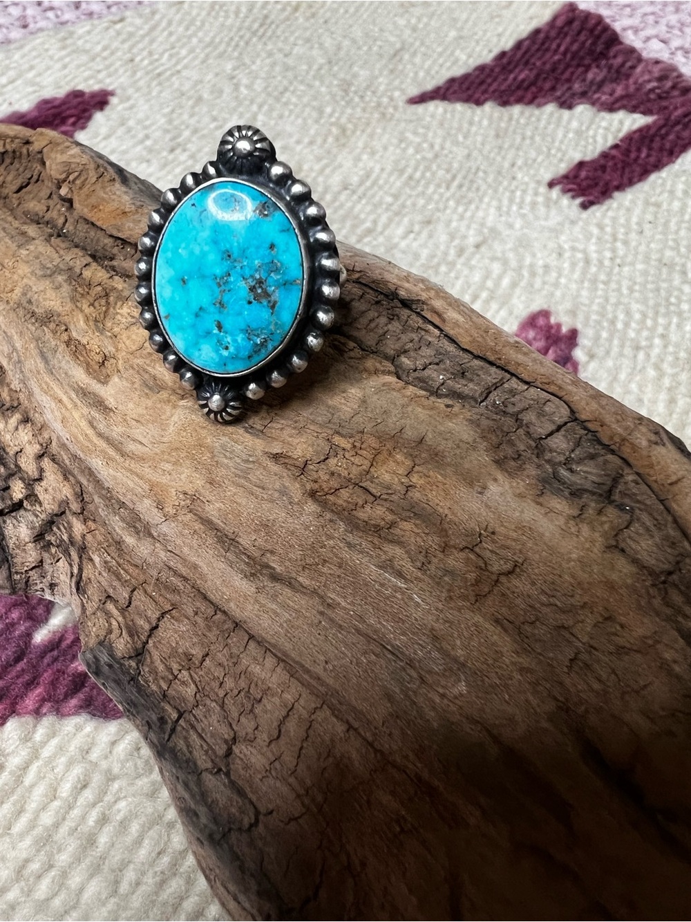 Robert Shakey Navajo Sterling Silver Turquoise Statement Ring Sz 8 - Picture 2 of 10